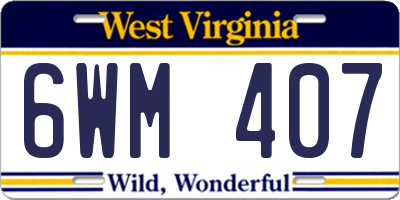 WV license plate 6WM407