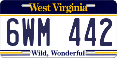 WV license plate 6WM442