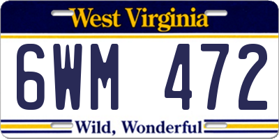 WV license plate 6WM472
