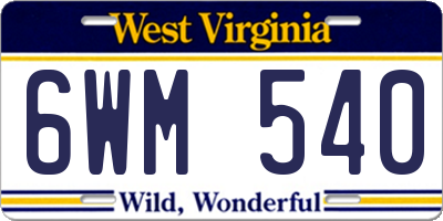 WV license plate 6WM540