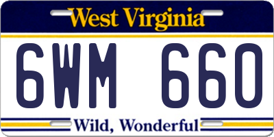 WV license plate 6WM660