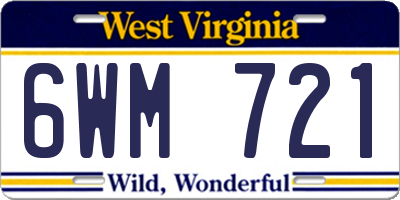 WV license plate 6WM721