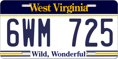 WV license plate 6WM725