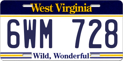 WV license plate 6WM728
