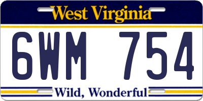 WV license plate 6WM754
