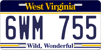 WV license plate 6WM755