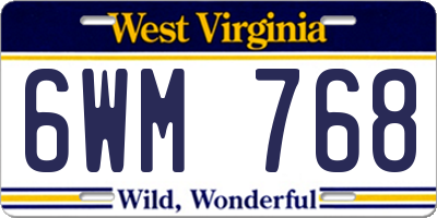 WV license plate 6WM768