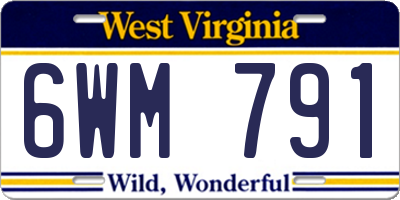 WV license plate 6WM791