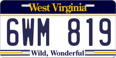 WV license plate 6WM819