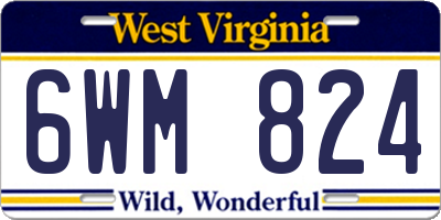 WV license plate 6WM824