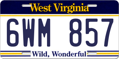 WV license plate 6WM857