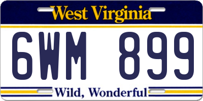 WV license plate 6WM899