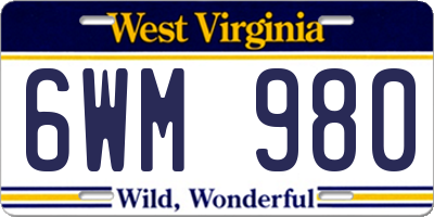 WV license plate 6WM980