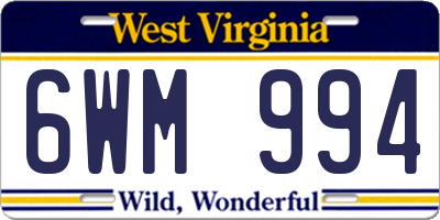 WV license plate 6WM994