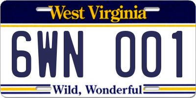 WV license plate 6WN001