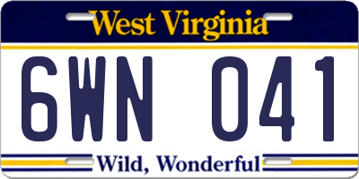 WV license plate 6WN041