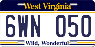 WV license plate 6WN050