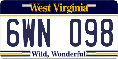 WV license plate 6WN098
