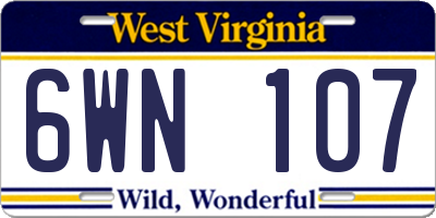 WV license plate 6WN107