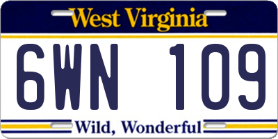 WV license plate 6WN109