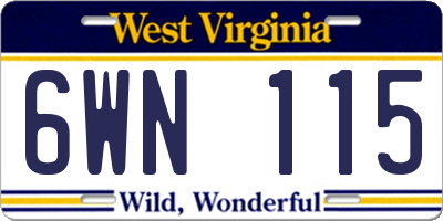 WV license plate 6WN115