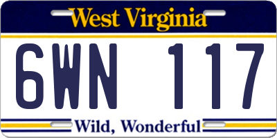 WV license plate 6WN117