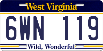 WV license plate 6WN119