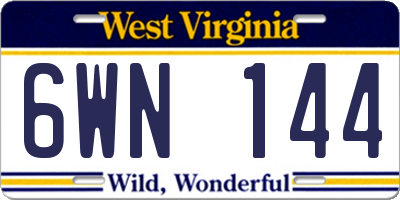 WV license plate 6WN144