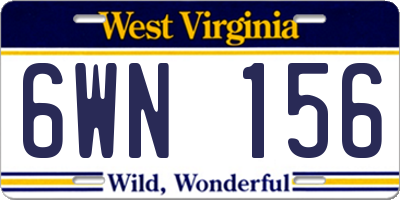WV license plate 6WN156