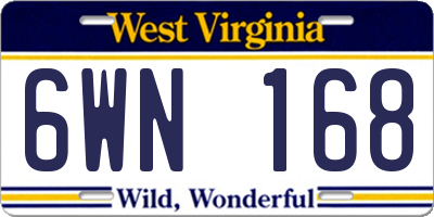 WV license plate 6WN168