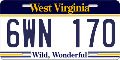 WV license plate 6WN170