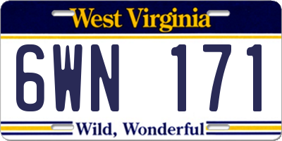WV license plate 6WN171