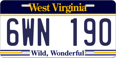 WV license plate 6WN190