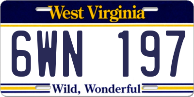 WV license plate 6WN197