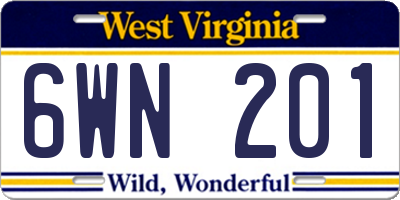 WV license plate 6WN201