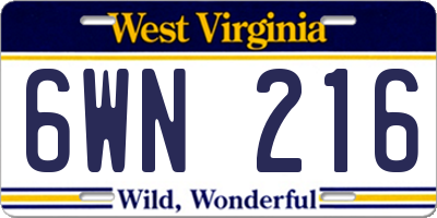 WV license plate 6WN216