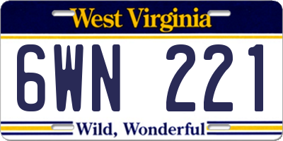 WV license plate 6WN221