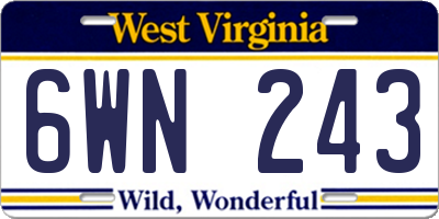 WV license plate 6WN243