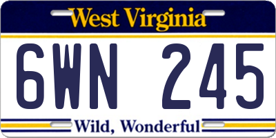 WV license plate 6WN245