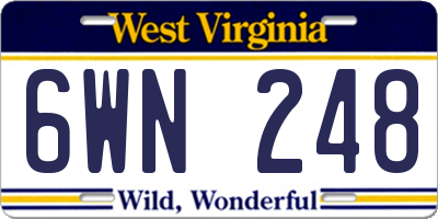WV license plate 6WN248