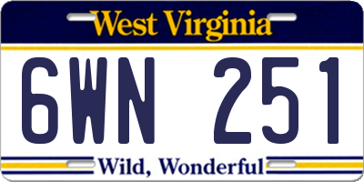 WV license plate 6WN251