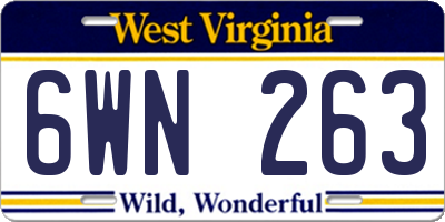 WV license plate 6WN263