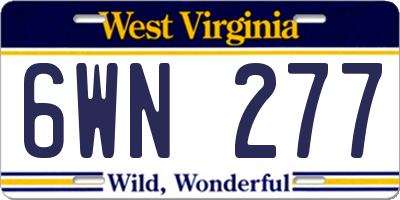 WV license plate 6WN277