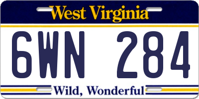 WV license plate 6WN284