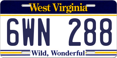 WV license plate 6WN288