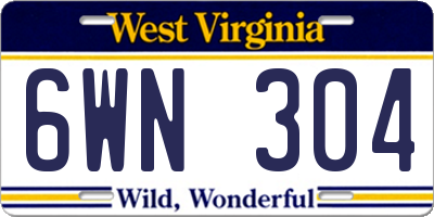 WV license plate 6WN304