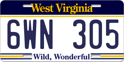 WV license plate 6WN305