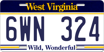 WV license plate 6WN324
