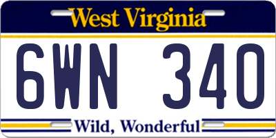 WV license plate 6WN340