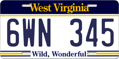 WV license plate 6WN345